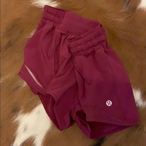 Lululemon burgundy hotty hot shorts